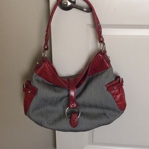 Red and black purse.